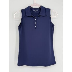 Court Haley Womens Sleeveless Polo Shirt Navy Blue Golf Tennis Top Sz XS